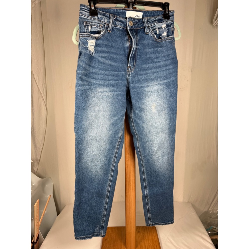 Vervet by Flying Monkey Women Medium Wash Distressed Straight Leg Jeans V2355 26
